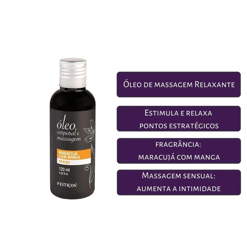 Óleo de Massagem Corporal Maracujá com Manga 120ml Mais vendido
